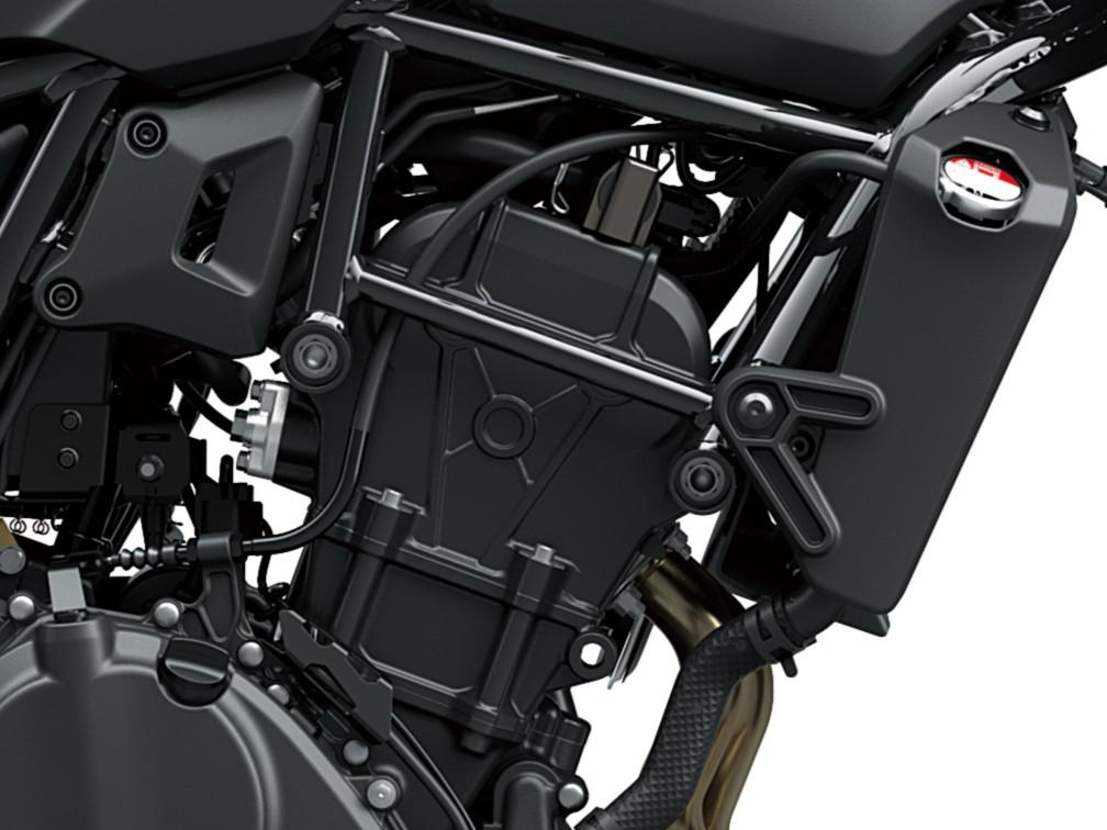 A Ninja-alapú, soros kéthengeres erőforrás erőteljes alsó fordulati teljesítménnyel.