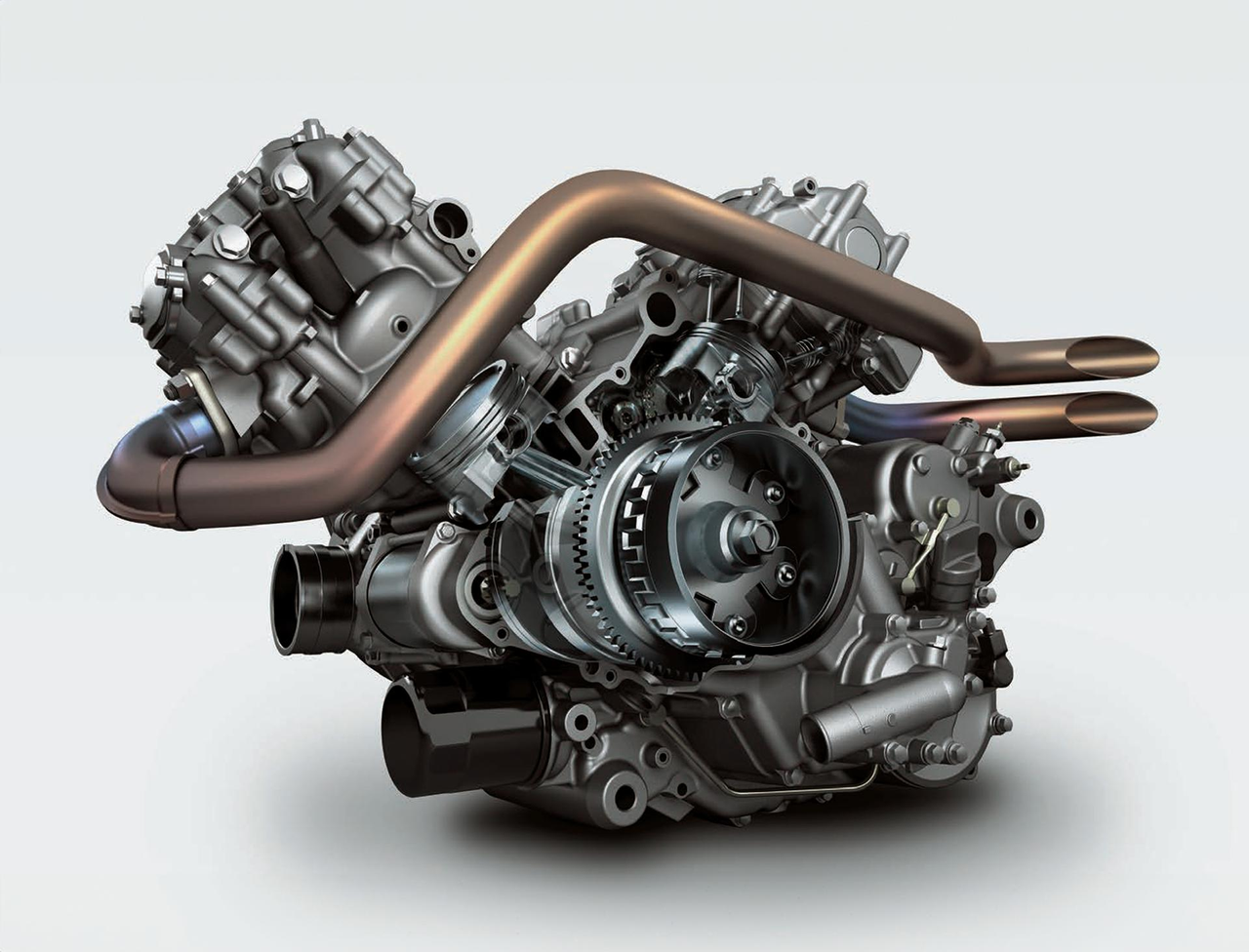 Erőteljes, 749 cm³-es V-kéthengeres erőforrás.