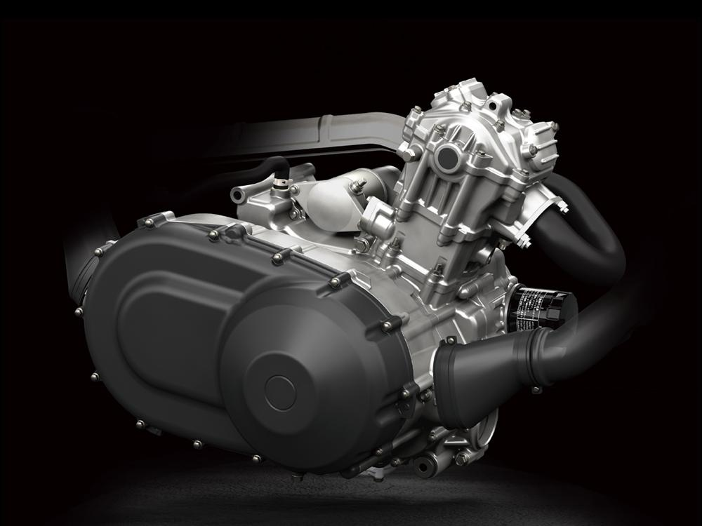 Erőteljes és könnyen kontrollálható, 443 cm³-es egyhengeres erőforrás.